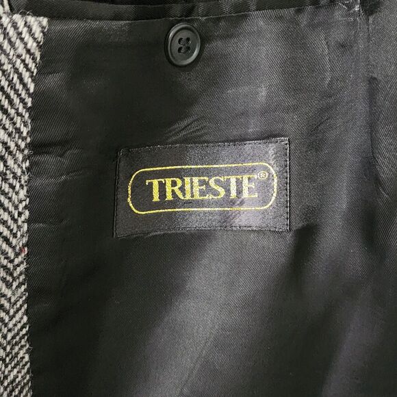 Trieste Mens Wool Herringbone Sport Coat Size 44R Gray Blazer Jacket 2-Button - Picture 6 of 8